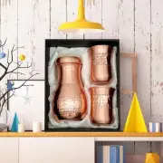 Copper Water Jug With 2 Glass (2 Ton Hammered- Jug- 2 Glass)