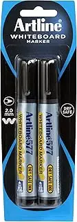 Artline 577, 157771, Whiteboard Marker, Bullet Nib, 3mm, Black, 2 Pack