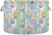 Yoogain Cartoon Pastel Cakes storage basket collapsable and waterproof storage box with sturdy handle round rope unit for bathroom bedding gadget
