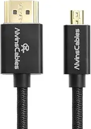 Alvin's Cables 8K 2.1 Micro HDMI to HDMI Coiled Cable for Atomos Ninja V, 8K@60Hz 4K@60Hz High-Speed HDMI Cable for Sony A7RIII A7II A7M3, for FUJIFILM X-T4 X-T3, Braided Black
