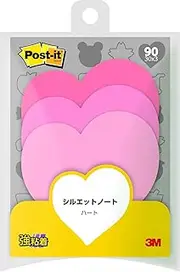 Post-it SSS-HER Strong Adhesive Sticky Notes Silhouette Design, Heart 2.7 x 2.7 inches (69 x 69 mm), 30 Sheets x 3 Pads