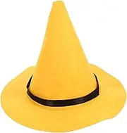 Felt Halloween Witch Hat for and Adults - Large Brim Wizard Costume Accessory for Parties - Cosplay and Masquerade Dress Up Stylish Yellow Design