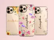 iPhone 16 Pro Max Case Clear 15 14 13 12 Plus Personal Custom Name Floral Cover