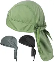 [GOOHOCHY] Men's Cooling Head Wraps 3 Pcs Quick Dry Hat Turban Cycling Cap Skull Cap for Biking Running