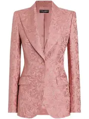 [Dolce & Gabbana] Dolce & Gabbana-Giacca Turlington Monopetto In Jacquard MatelassÉ Floreale-Donna 46 IT