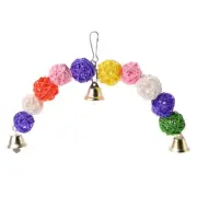 Bird Chewing Toy Colorful Rattan Balls with Bells Entertainment Toys for Cage