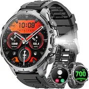 [Mingtawn] Military Smart Watch for Men (Answer/Make Call), 1,85" HD Touch Screen 700mAh Large Battery Fitness Watch with Flashlight/Sleep Monitor Fitness Tracker for iPhone & Android Black