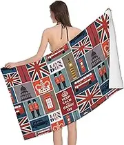 JBYJBX England Symbols Print Beach Towel Quick Dry Sandproof Microfiber Beach Bath Towel for Travel Pool Camping