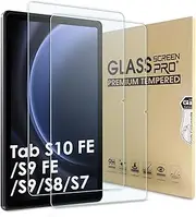 [Bighan] 2 Pack Screen Protector Compatible with Samsung Galaxy Tab S10 FE / S9 FE / S9 / S8 / S7 10.9'', 9H Hardness Tempered Glass Film Clear Anti-Bubble Full Coverage Foil