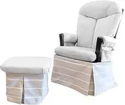 Glider Skirt (in Striped Mineral Grey) - Protection Safety Cover and Babyproofing Pinch Guard for Glider Chair and Ottoman (Glider Chair & Cushions Sold Separately) (Striped Mineral Grey)