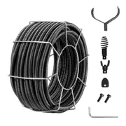 100FT Solid Core Drain Cleaning Cable with 4 Cutters for 3.9"-7.9" Pipes