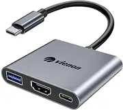 USB C to HDMI Multiport Adapter, USB C Hub with 4k HDMI+ USB 3.0 5Gbps + 100W PD Fast Charging Port, USB Type C to HDMI Converter for MacBook, iPad pro,Chromebook, and More