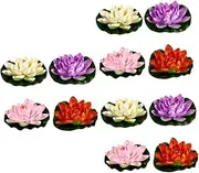 3sets Lifelike Water Lily Decorative Floating Lotus for Home Garden Emulated Flowers for Aquariums and Public Spaces 4pcs*3