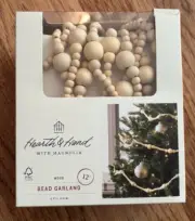 Hearth and Hand With Magnolia Wood Bead Garland - 12 Ft Natural HOLIDAY TREE