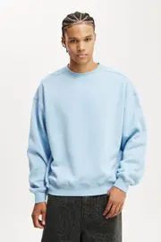[Cotton On Men] Cotton On Men - Box Fit Crew Sweater - Pearl blue S PEARL BLUE