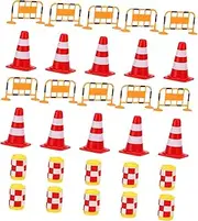 BCOATH 30pcs Traffic Signs Playset Road Cones Simulation Traffic Sign for Pretend Play Educational Learning