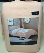 UGG Devon KING Luxury Soft reversible 3 pc Comforter Set in Peach Flower *RARE*