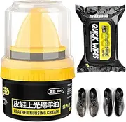 [TCCO ENTERPRISE] TCCO Shoe Cream with Sponge Applicator & Shoe Wipes, Protects Leather from Scuffs and Scratches, Best for All Kind of Leather Surfaces, Professional Shine with Black (Leather Repair Cream 50ML),