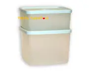 Tupperware Set of 2 Square Round Keepers 30 oz. & 16 oz. Containers Mint Vintage