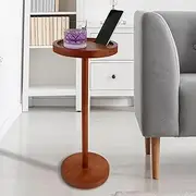 [DJAPWPX] Pedestal Side Table Wooden Pedestal Table Weighted Base Drink Table Enduring Pedestal Side Table for Small Spaces with Phone Holder for Home Room
