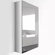 Bathroom Mirror Cabinet Stainless Steel Bathroom Cabinet Toilet Storage Cabinet Wall-mounted Mirror Cabinet Bathroom Makeup Mirror(40x12x60cm)