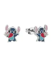 [Couture Kingdom] Disney Lilo and Stitch Heart Enamel Stud Earrings 15mm in Silver