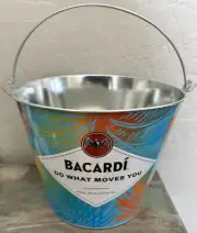 Bacardi Rum Ice/ Drink Beer Metal Bucket Barware Beach Theme Decor