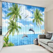 3D Sky Dolphin 56 Blockout Photo Curtain Printing Curtains Drapes Fabric Window