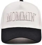 [KIDHABE] Vintage Two-Tone Women's Baseball Cap, Mommin Trucker Hat for Women & Men, Adjustable Baseball Cap, Mother Day Ponytail Hat