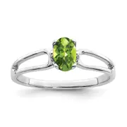 14k White Gold 6x4mm Oval Peridot Checker ring