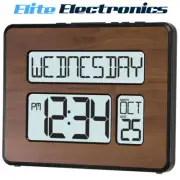 La Crosse Digital Back Light Wall Clock Walnut 513-1419BL-WA