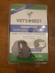 NEW VET'S+BEST PERFECT-FIT WASHABLE MALE WRAP SIZE L/XL ADJUSTABLE 20-33"WAIST