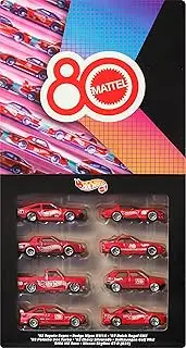 Hot Wheels Toy Cars & Trucks 8-Pack, Set of 8 Die-Cast 1:64 Scale Retro Vehicles with Special Mattel 80th Anniversary Deco & Packaging