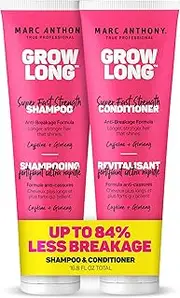 (Shampoo + Conditioner) - Marc Anthony Grow Long Biotin Shampoo and Conditioner Gift Set, Vitamin E and Caffeine, Sulphate Free, Colour Safe Curly Hair & Dorm Room Essential for Women, Basic, 497ml