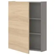 ENHET wall cb w 2 shlvs/door, grey/oak effect, 60x17x75 cm