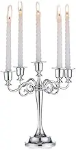 Silver Candelabra Candle Holder - Candlestick Holders 5-arm 27cm Tall Candle Stick Stands for Taper Candles for Wedding Birthday Party Centrepieces Dining Table Christmas Decorations