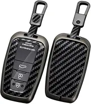 ontto Metal Car Key fob Cover Fit for Toyota Camry CHR Corolla RAV4 Avalon Land Cruiser Prado Prius 2017-2022 Key case Keyring PVC Key Shell Holder keychian Accessories 2/3/4 Button Black