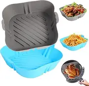 Air Fryer Silicone Baking Tray - 2 Pack Reusable Air Fryer Silicone Liners Pot for 3 to 5 QT - Food Safe Air Fryers Oven Accessories