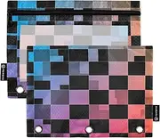 RPLIFE Checkerboard Black Squares 2Pack Binder Zippered Pouch for Kids School, Clear Front Zipper Pouch for Boys Girls, 9.8 In × 7″ In (One Size x 2)