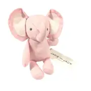 Janie and Jack Girls Plush Elephant Rattle Toy Pink