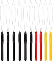 QANYEGN 10 Pcs Hair Extension Loop Pin Threader, Pull Hook Tool and Bead Device Tool, Pull Hook Tool and Bead Device Tool for Hair or Feather Extensions
