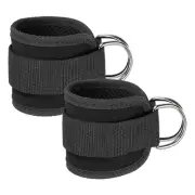 2Pcs Ankle Strap for Cable Machine, Gym Cable Kickback Ankle Wraps, Black