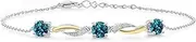 [Gem Stone King] 925 Silver and 10K Yellow Gold London Blue Topaz and White G-H Lab Grown Diamond 7 Inch Tennis Bracelet For Women with 1 Inch Extender (2.14 Cttw), Metal Gemstone, Topaz lab-grown-diamond