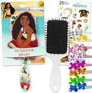 Moana Hair Accessories Set for Kids - Bundle with Moana Hair Brush Detangler, Hair Ties, and Moana Stickers | Moana Hair Accessories for Girls