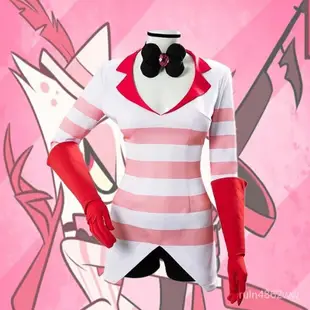 地獄客棧 Hazbin Hotel cos 服裝 安吉爾cos服地獄客棧哈茲賓酒店塵埃天使cosplay製服女生條紋襯衫