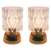 2x LVD Led Glass Home/Room Bedside Lamp Light Tabletop Decor 15cm Dark Amber