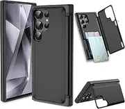 [RUNGOS] for Samsung S22 Ultra Case with Hidden Card Holder [Magnetic Closure Flap Design] [2 Card + 1 Cash] 10Ft Drop Tested Shockproof for Samsung Galaxy S22 Ultra Wallet Case, 3 in 1 Phone Stand Case