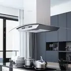 Island Range Hood 90 cm LCD Display Touch Sensor 756 m³/h LED