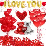 I Love You Bear Heart Shape Balloons Set Party Supplies Valentine's Decoration