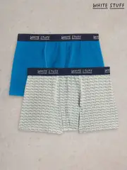 White Stuff Blue Plain & Print Boxers 2 Pack (F48424) | $46